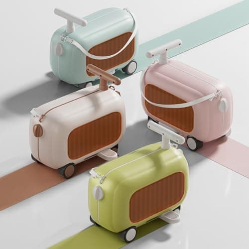 ZJchao Kids Ride On Luggage, 90° Sturdy PP ABS Folding Pedals Large Capacity Multi Functional Rideable Suitcase for Toddlers Travel (Pink) — view 4