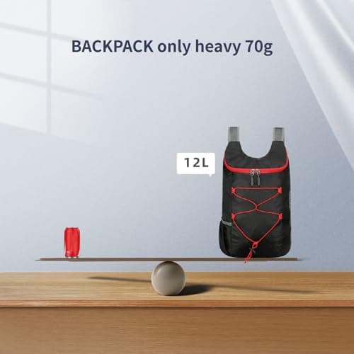 Feibmir 2 Pack 12L Small Foldable Lightweight Packable Backpack Black Navy — view 2