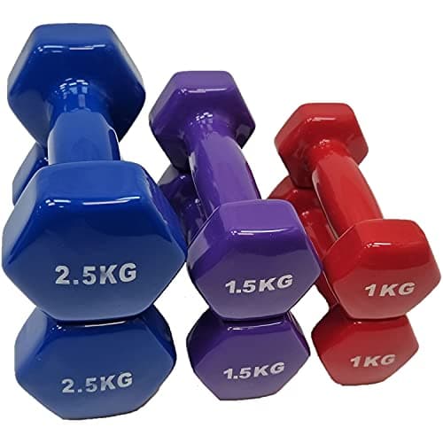 Chase Fitness 10kg Dumbbell Set Vinyl Coated Weights with Case – Home Gym Equipment for Women & Men – Hand Weights for Strength Training, Aerobics & Fitness Workout – Non-Slip Grip — view 5