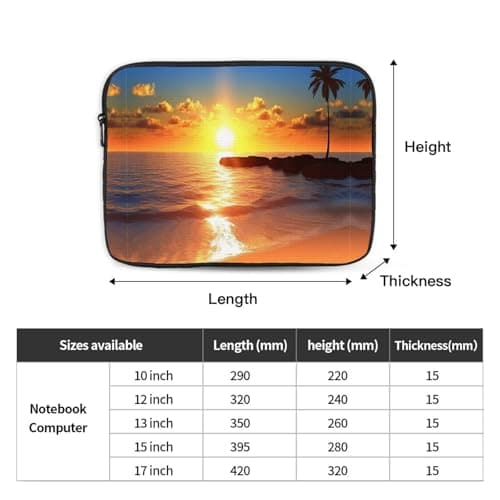 Laptop Sleeve Case 10 inch, Shockproof Protective Laptop Cover Beach Sunrise Briefcase Portable Carrying Computer Bag — view 4