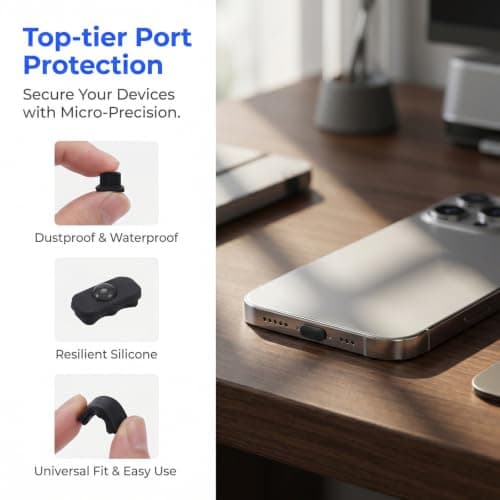 jojofuny 100pcs Micro USB Dust Plug Silicone Port Cover Black, Sweat Proof and Moisture Resistant Silicone Dust Plug for Tablets and Computers with Micro USB Ports, Travel Friendly — view 3
