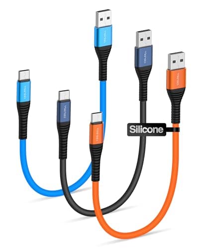 Short USB C Cable 15/30/50cm, Soft Silicone 3A Type-C Charger Cable