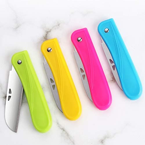 Fruit Knife, 4 Pieces of New Foldable Small Kitchen Knife, Exquisite and Beautiful, Small and Easy to Carry，Suitable for Most Types of Vegetables and Fruits(red, Blue,Green,Yellow) — view 2