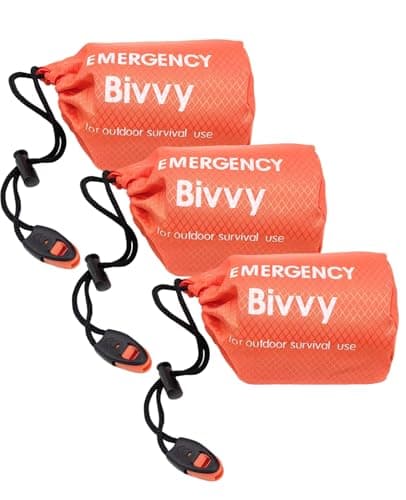 SEESUNO 3 Pack Survival Sleeping Bags with Whistle - Emergency Bivvy for Camping, Hiking, Outdoor Shelter