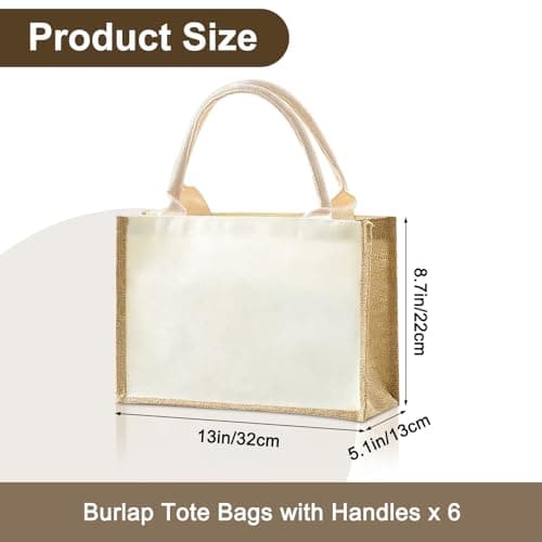 SHILIPAIJC 6pcs Plain Tote Bags, Jute Bags Shopping Bag Beach Bag — view 4