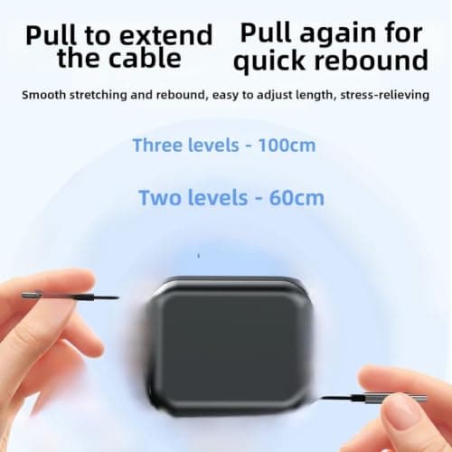 Portable Retractable Charging Cable 240W for Travel(Black) — view 2