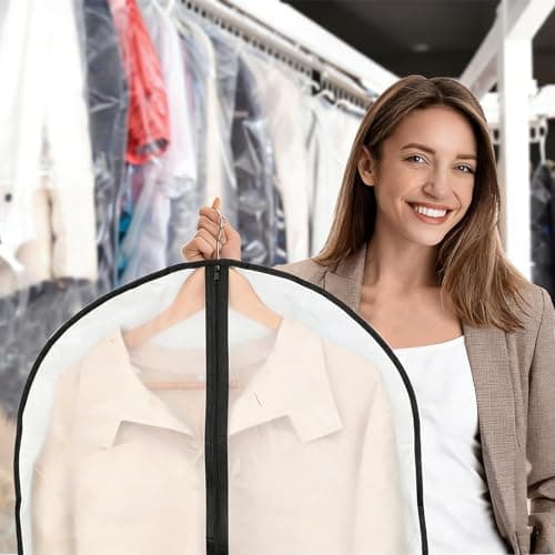 YiZhou 12 Pack Translucent PEVA Garment Bags, 60×100cm Suit Storage Covers — view 6