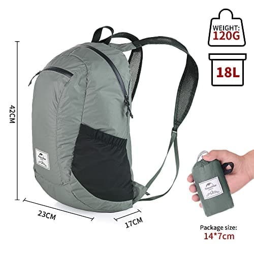Naturehike Ultralight Foldable Waterproof Backpack by 30D Nylon Fabric Dry Bag for Hiking Camping Outdoor Travel Grey — view 3
