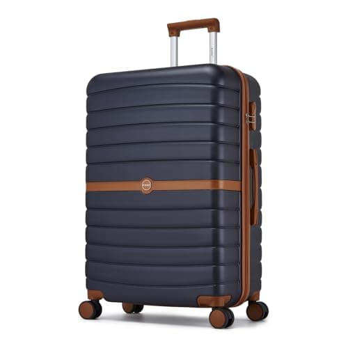 Kono Large Hard Shell Suitcase, Lightweight ABS+PC Checked Luggage, Navy