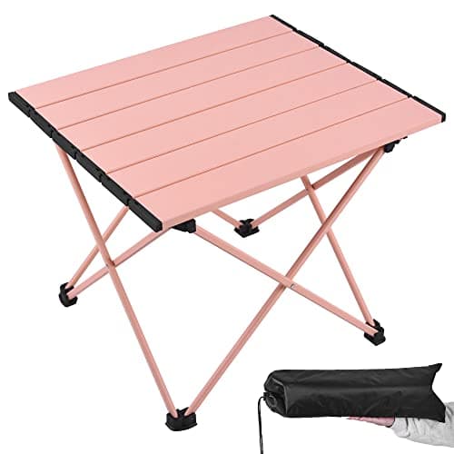Grope Portable Beach Table for Sand, Folding Camping Table (Pink-S)