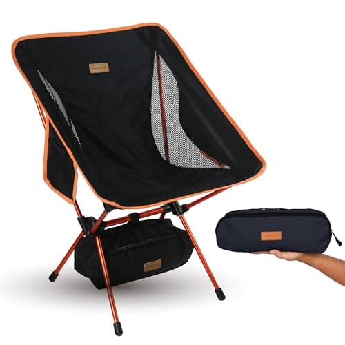 TREKOLOGY YIZI GO Camping Chair for Adult – Compact, Foldable, Lightweight 0.9 kg, 136 kg Capacity, Durable Aluminum, Quick Setup, Ideal for Backpacking, Beach, and Outdoor Adventures (Black)