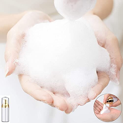30ML Foam Pump Bottles White Bottle with Gold Pump Mini Travel Size Empty Refillable Hand Soap Foaming Liquid Soap Pump Bottles?10PCS? — view 3