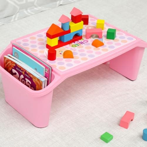 Oaqmvgin Kids Lap Desk Tray 2-Pack for Bed and Car - Pink Plastic Desk Top — view 6