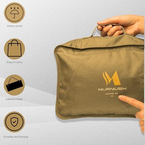 Murmush Eco Packing Cubes for Suitcases 8 PCS + 2 Perfume Atomizers, YKK Zips Suitcase Organiser Bags, Labelled Packing Cubes for Backpack, Ox Fabric Travel Organiser Packing Bags, Brown — view 3