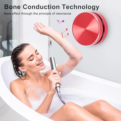 Sxhlseller Bone Conduction Speakers Ultra Mini, Turn Anythin Into Speaker, Stereo Bass Portable Small Cordless Speaker with Suction Cup for Home Outdoor Travel (Red) — view 3