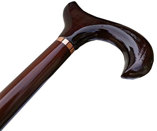 Gents Wooden Derby Cane with Collar Walking Stick in Dark Brown Wood Stain 94cm (37") Height — view 2