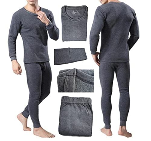 Qollection Thermal Base Layer Top only Unisex Ultra-Soft Lightweight Long Set with Fleece Lined Base Quick-Dry Function Layer Winter Skiing Warm Dark Grey Top Only -S