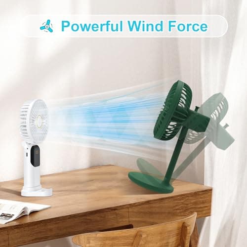 Handheld Fan Rechargeable, Portable Mini Fan Handheld with 5 Speeds 5000mah, Electric USB Small Hand Held Fans, Powerful Personal Fan Foldable Fans for Outdoor Office Travel Camping School Home — view 6