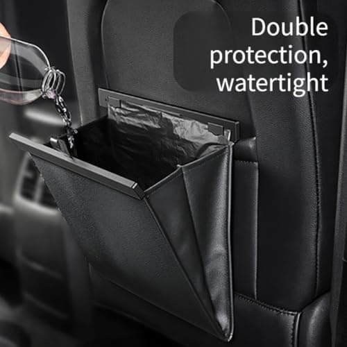 Wiffe Backseat Trash Holder with Foldable PU Shell, Maroon red — view 2