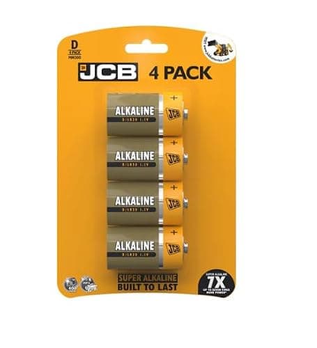 S12110 JCB D Size Super Alkaline Batteries - Pack of 4