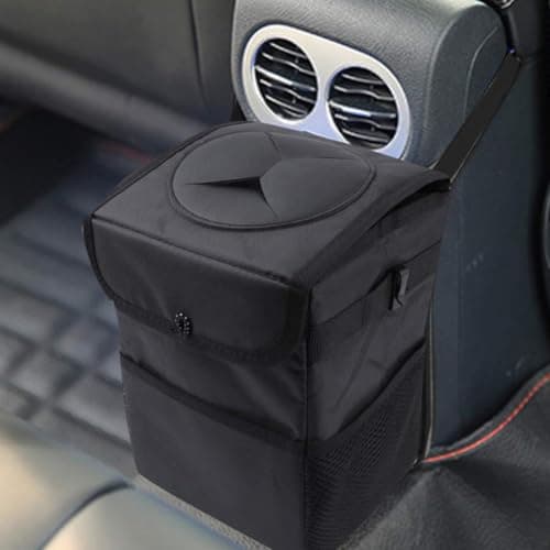 PACKOVE Car Trash Can Organizer Black Folding Oxford Cloth for Cars — view 4