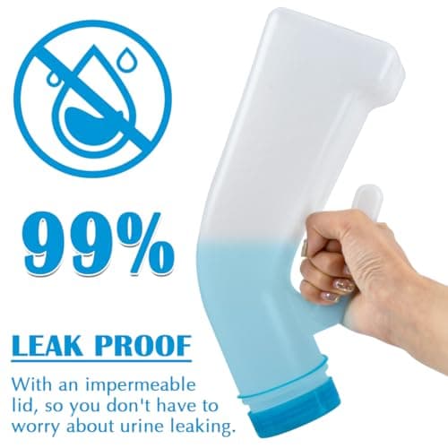 TMBMLPP 2 Pack 1000ml Urinals for Men, Male Urine Bottles Leakproof Glow in The Dark Lid, Portable Pee Bottle for Men, Measuring Scale, Male Urinal Bottle with Lid, for Car Hospital Travel Camping — view 4