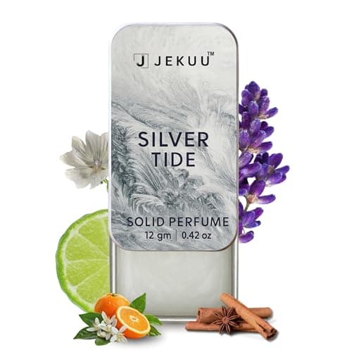 JEKUU Silver Tide Solid Perfume (12g) | Alcohol-Free, Pocket Perfume, Fresh Aquatic Ocean Scent with Bergamot & Orange Blossom, Long-Lasting, Travel Size Fragrance