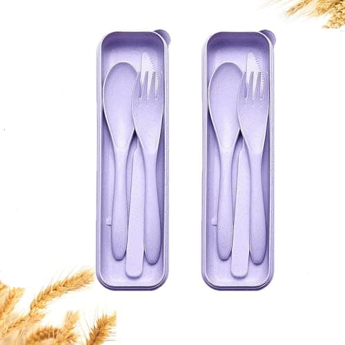 Travel Cutlery Set - Portable Camping Utensil for Daily Use (Purple,Purple)
