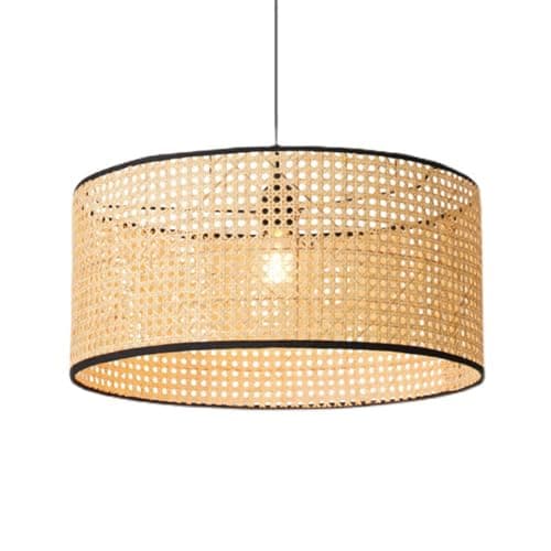 HAIIQU Japanese-Style Rattan Chandelier Basket Woven Lamp Shade Modern Creative Hand-Woven Bamboo Wicker Pendant Light Beige Rattan Cage Hanging Single Head Lamp for Farmhouse Hallway Entryway Porch