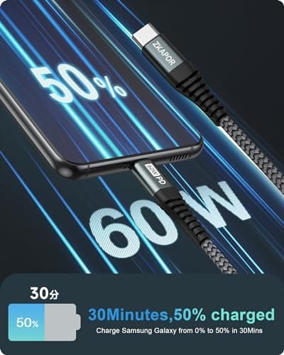ZKAPOR Short USB C to USB C Cable 30CM, 60W PD Type C Cable Fast Charging — view 3