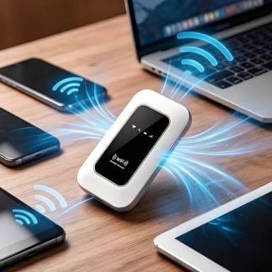 Unlocked 5G Pocket WiFi Hotspot Router, Wide Coverage Up to 3000 Sq.ft, Plug and Play Multi-Device Cellular Modem for Family Indoor, Road Trip, Camping & Remote Working — view 2