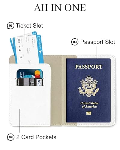 toTravelGear Passport Holder for Travel Essentials,RFID Blocking Passport Cover Case for Travel Accessories,Travel Wallet for Women Men, Cream, Minimalist — view 4