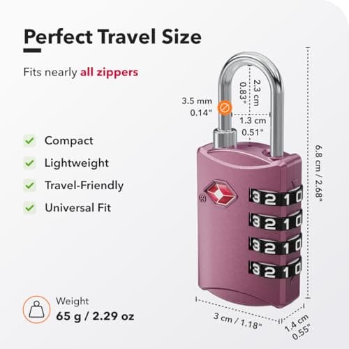 NovLock Suitcase Padlocks, TSA Approved Luggage Locks, Travel Padlocks — view 4