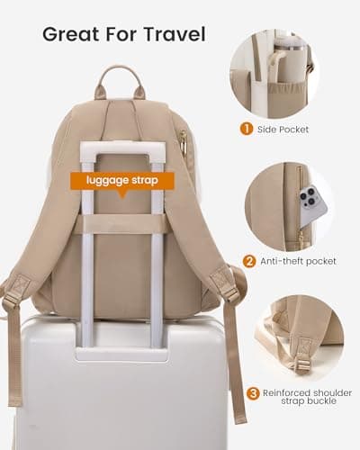 LOVEVOOK School Backpacks Womens, 15.6 Inch Laptop Rucksack Work Bag — view 4