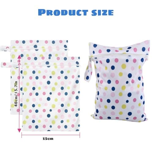 Culinavog 2 Pieces Waterproof Bag, 30x40 cm Wet Bag with a Handle and Zip, Reusable Baby Bag Organiser, Washable Nappy Bag Organiser for Toddler Nappies, Travel, Gym, Beach and Pool - Pink and Blue — view 5