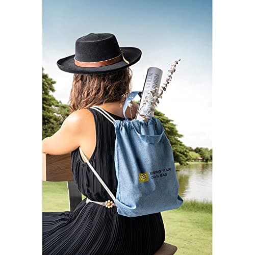 lepni.me Plain Tote Bag for Women | Canvas Drawstring Bag for Kids | Man Bags For Men | For School, Shopping or Gym| Premium Organic Cotton (Drawstring/Tote Bag Organic Natural Blank) — view 3