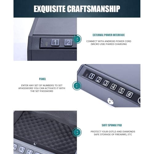 SEAFRONT Biometric Safe Box, Fingerprint Password Lock Storage (K2-1) — view 3