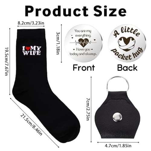 Gifts for Him Birthday Gifts for Men Husband Gifts - Funny Cotton Soft Socks And Double Sided Pocket Hug Token with Leather, Ideas Unique Christmas Wedding Anniversary Valentines New Year Present — view 3