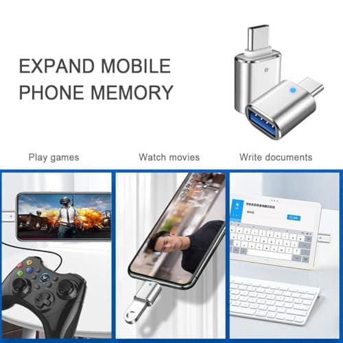 PERSENTU 6 Pack USB C to USB Adapter, USB to USB-C Adapter, Aluminum OTG Converter,Compatible with MacBook Pro,Galaxy Type-C Smartphone and Tablet — view 6