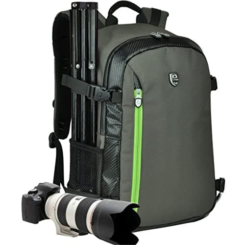 YuHan Large Capacity Waterproof Camera Backpack for DSLR/SLR, Shockproof Photography Rucksack with Padded Dividers & Rain Cover, Travel Camera Bag
