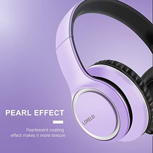 LORELEI X8 Over-Ear Wired Headphones with Microphone with 1.45m-Tangle-Free Nylon Line&3.5mm Plug,Lightweight Foldable & Portable Headphones for Smartphone,Tablet,Computer,Mp3/4(Dark Purple) — view 3