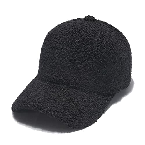 CAMICALMI Women Baseball Cap for Tennis Travel Short Plush Adjustable Warm Windproof Winter Outdoor Black