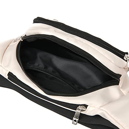 DAITET Fanny Pack Cream White for Men & Women, Large Crossbody Waist Bag & Hip Bum Bag with Adjustable Strap for Outdoors, Workout, Traveling, Casual, Running, Hiking, Cycling — view 5