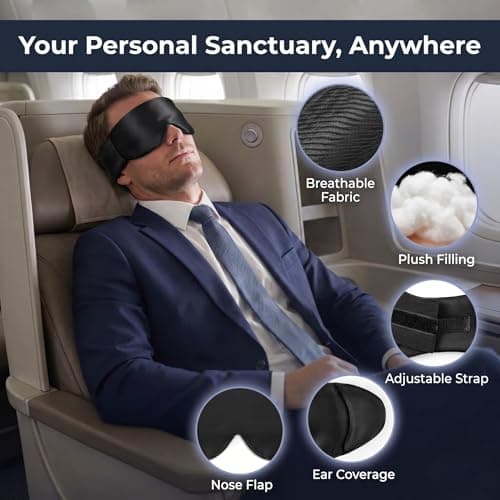 Sleep Mask, Blackout Eye Mask for Sleeping, Adjustable Straps Eyemask — view 3