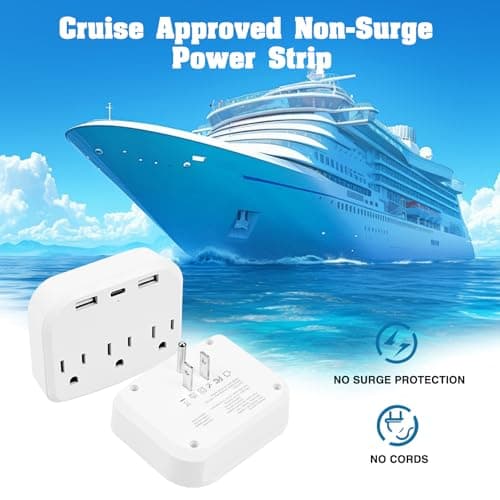 15 Pcs Cruise Essentials Accessories Kit Must Haves Set Include Non-Surge Power Strip, Retractable Cruise Lanyards for Ship Card, Luggage Tags Holder, Towel Bands, Anti Nausea Wristband, Magnetic Hook — view 3