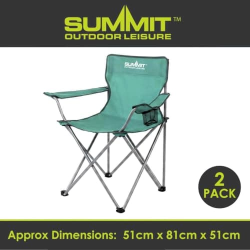 Folding Camping Chair With Cup Holder | Carry Bag | 2 Set Light Green — view 2