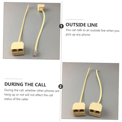 jojofuny 5 Pcs Rj11 Socket Splitter Telephone Plug Adapter Beige Plastic — view 2