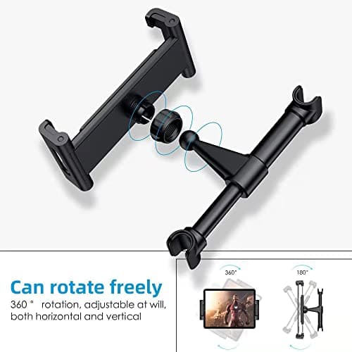 DDUP Car Headrest Tablet Mount Holder Auto Backseat Tablets Stand for Kids Compatible with iPad Air Mini/Cell Phone/Galaxy Tab/Kindle Fire Hd or Other 4.7-10.5" Device(Black) — view 4