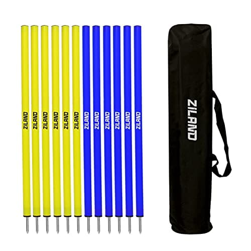Ziland Slalom Poles [12 Pack] • Yellow/Blue • Football Training Aid • Holdall Included (100cm Yellow/Blue)