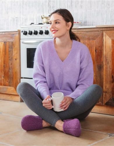 VeraCosy Women's Fuzzy Slippers Warm Comfy Memory Foam Shoes Purple, 5/6 UK — view 2